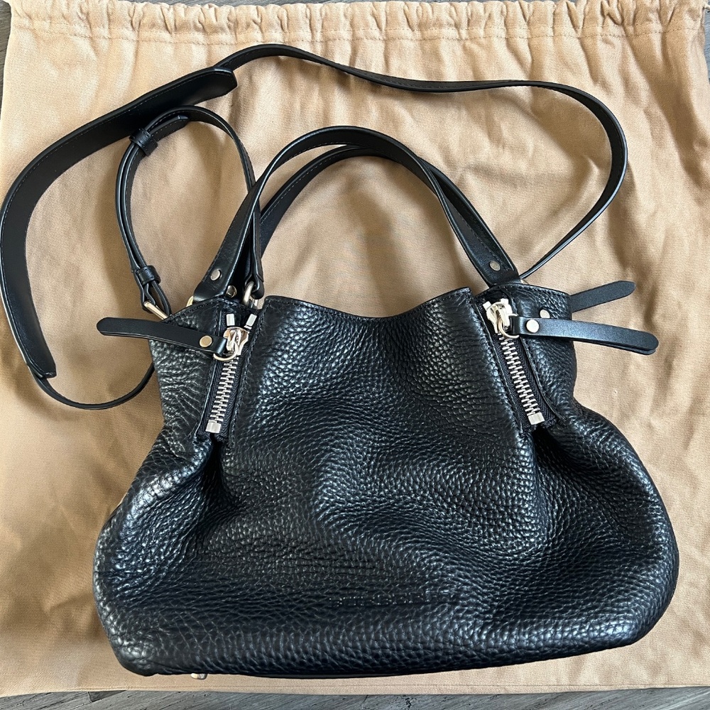 BURBERRY Maidstone Black Leather House Check Canvas Small Tote Bag - Picture 3 of 14